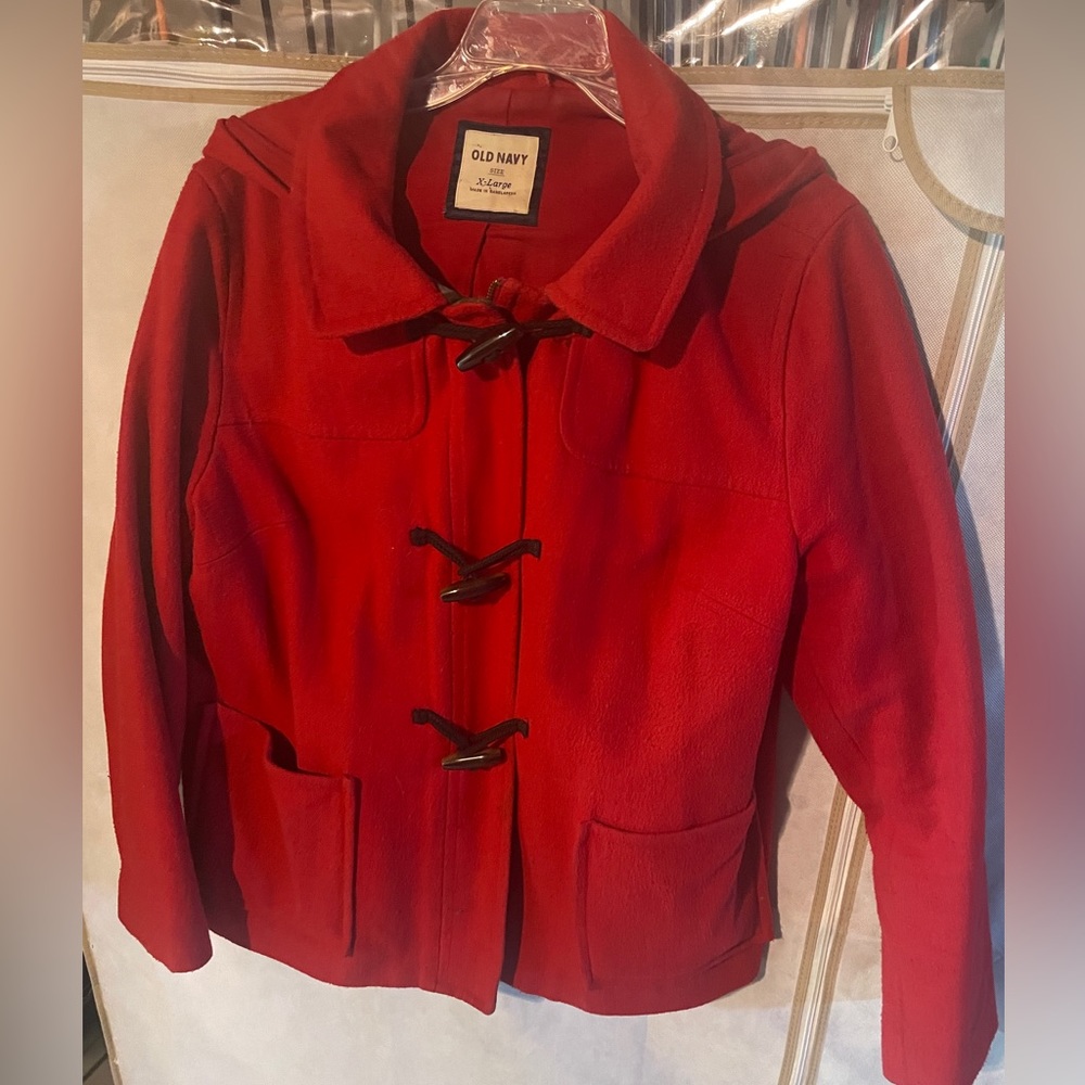 ✨ Women’s Old Navy Red Wool Peacoat Size XL✨